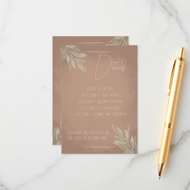 D'accompagnement Carte d'information de mariage Terracotta Boho (Devant/Arrière en situation)