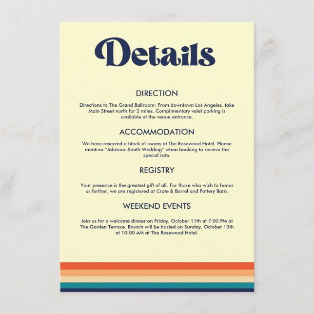 D'accompagnement Carte d'information de mariage Vintage Vibes (Devant)