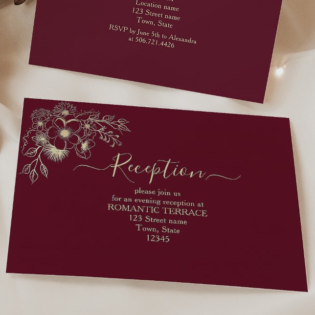 D'accompagnement Carte d'information de réception de mariage en or  (Créateur téléchargé)