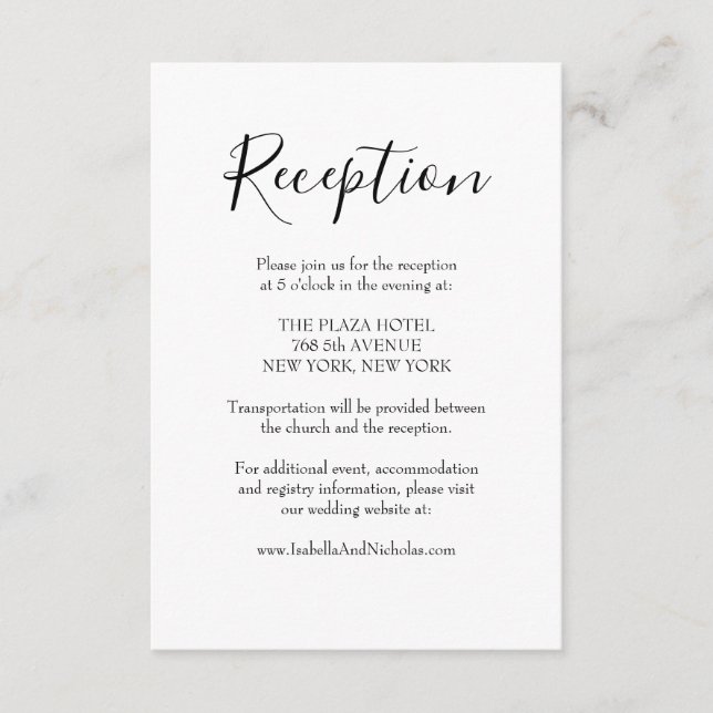 D'accompagnement Carte d'information de réception de mariage Isabel (Devant)