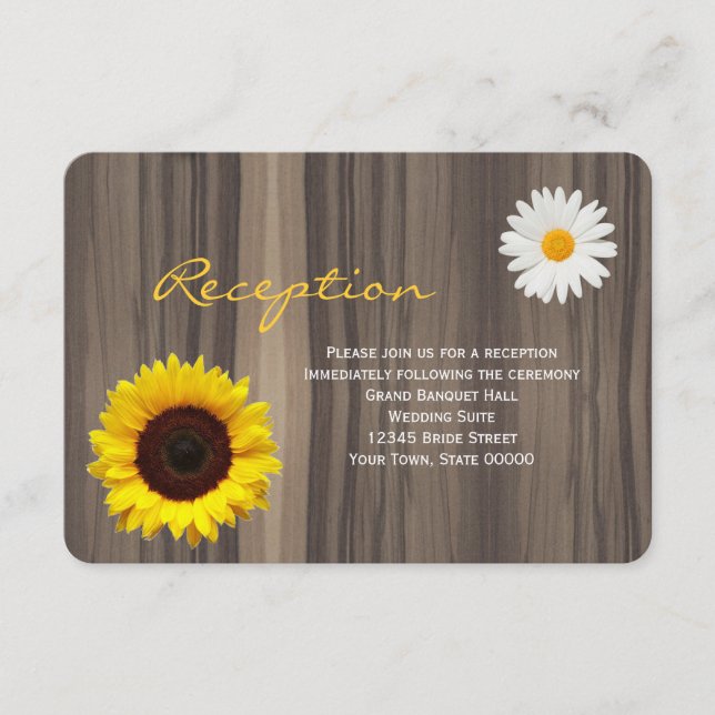 D'accompagnement Carte d'information de réception en bois rustique  (Devant)