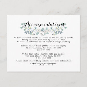 D'accompagnement Carte d'information d'hébergement de mariage flora