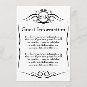 D'accompagnement Carte d'information d'invité Monogram élégant