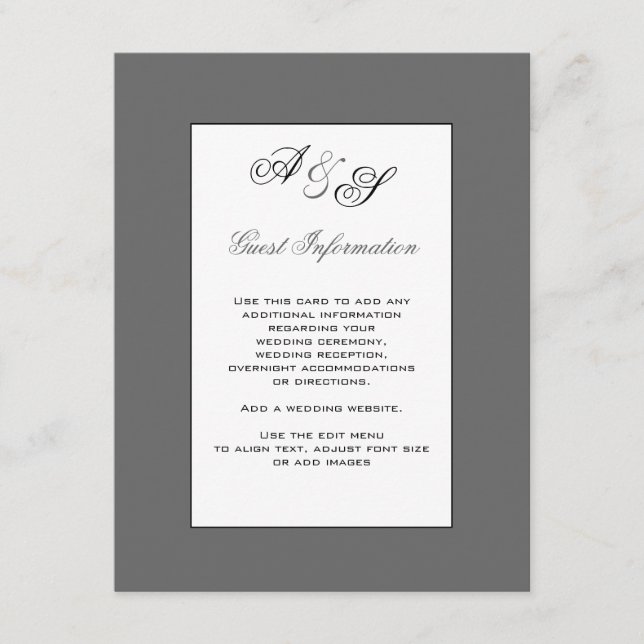 D'accompagnement Carte d'information du Mariage Monogramme classiqu (Devant)