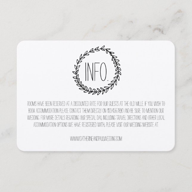 D'accompagnement Carte d'information du Mariage Wreath Rustic Kraft (Devant)