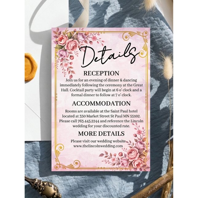 D'accompagnement Carte d'information florale pastel élégante avec d (Créateur téléchargé)