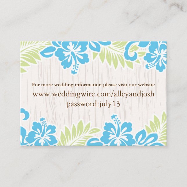 D'accompagnement Carte d'information Hawaï tropical Turquoise (Devant)