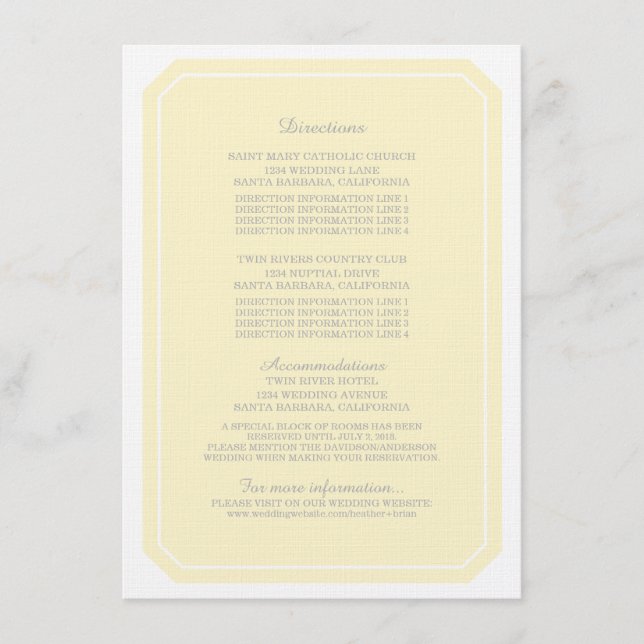 D'accompagnement Carte d'information Jaune simple et élégante (Devant)