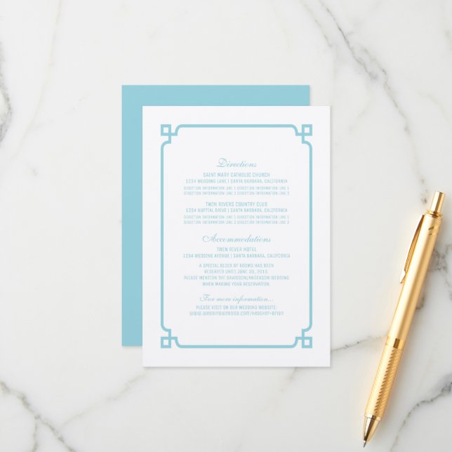 D'accompagnement Carte d'information Mariage chic Aqua Paradise Dec (Devant/Arrière en situation)