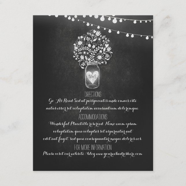 D'accompagnement Carte d'information Mariage Mason Jar (Devant)