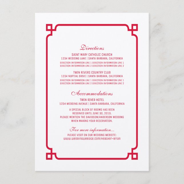 D'accompagnement Carte d'information Mariage Red Deco Chic (Devant)