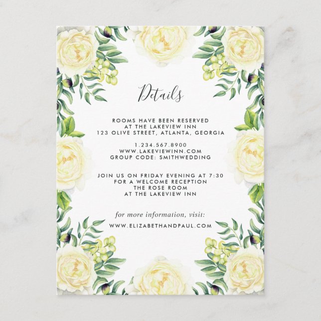 D'accompagnement Carte d'information Mariage roses et olives (Devant)