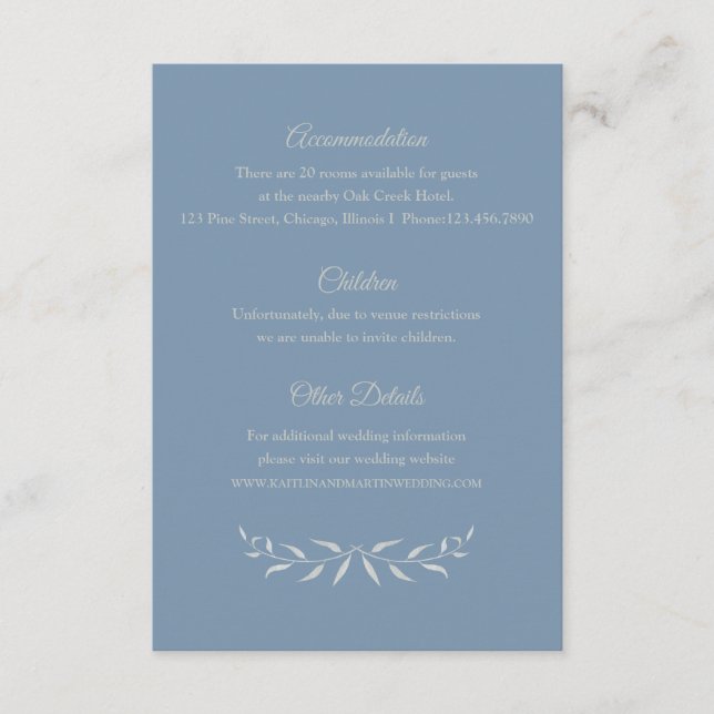 D'accompagnement Carte d'information Mariage Silver Foliage (Devant)