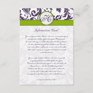 D'accompagnement Carte d'information Monogram Lapis Purple Damask