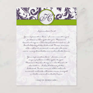 D'accompagnement Carte d'information Monogram Lapis Purple Damask