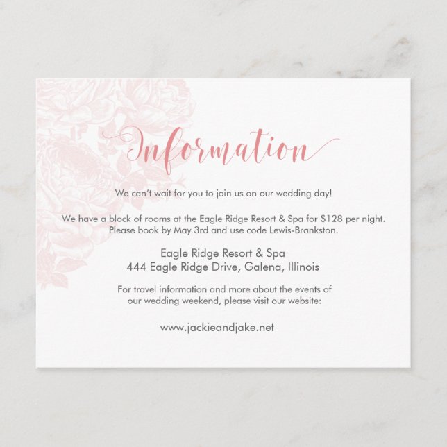 D'accompagnement Carte d'information Pastels Roses Vintages : Rose  (Devant)