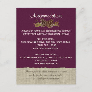 D'accompagnement Carte d'information Pine Cones et Burlap Plum