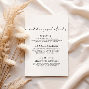 D'accompagnement Carte d'information pour invités de mariage minima