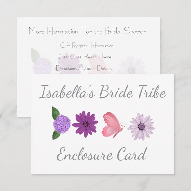 D'accompagnement Carte d'information pour la tribu de la mariée Flo (Devant / Derrière)
