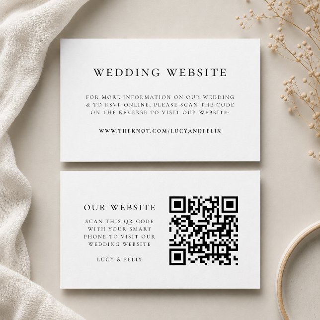 D'accompagnement Carte d'information pour le site web de mariage |  (Direct guests seamlessly to your wedding website using this smart scannable enclosure card)