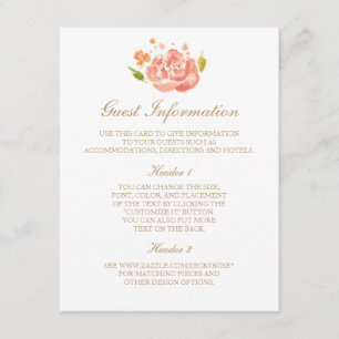D'accompagnement Carte d'information Rose aquarelle