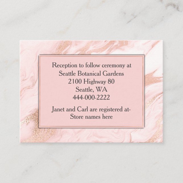 D'accompagnement Carte d'information rose Gold et Blush Mariage (Devant)