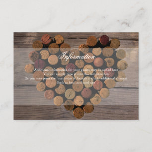D'accompagnement Carte d'information rustique Wine Cork