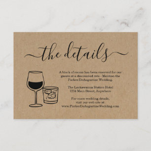 D'accompagnement Carte d'information sur le vin et les cocktails