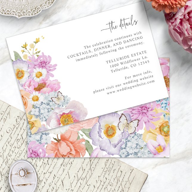 D'accompagnement Carte d'information sur les détails du mariage boh (Bold Colorful Boho Wedding Details Enclosure Card by Painted Paperie
)