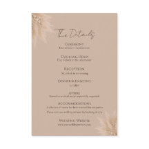 Carte d'information sur les détails du mariage de 