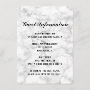 D'accompagnement Carte d'information sur les détails du mariage en