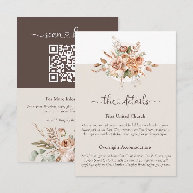 D'accompagnement Carte d'information sur les détails du mariage flo (Devant / Derrière)