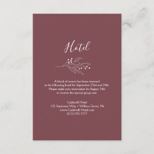 D'accompagnement Carte d'information sur l'hôtel de mariage en Bour