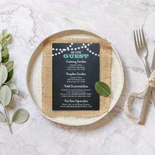 D'accompagnement Carte d'information Turquoise Mariage