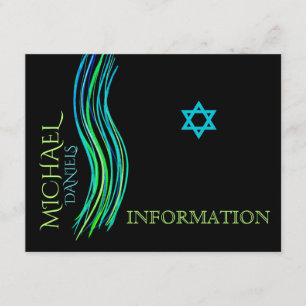 D'accompagnement Carte d'information verte Bar Mitzvah Neon