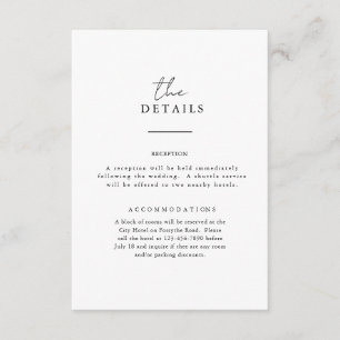 D'accompagnement Carte d'informations sur le Mariage B&W