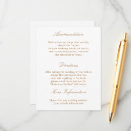 D'accompagnement Carte d'informations sur le Mariage blanc doré bei