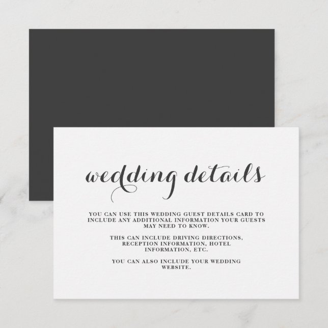 D'accompagnement Carte d'informations sur les clients Mariage gris  (Devant / Derrière)