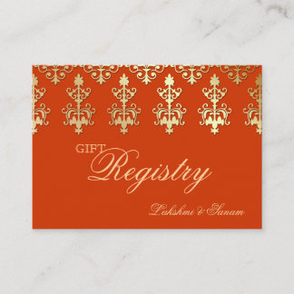 D'accompagnement Carte d'inscription Mariage indien Orange Gold