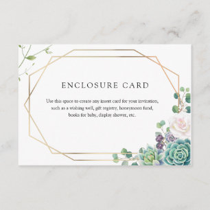 D'accompagnement Carte d'insertion avec cadre doré et succulentes