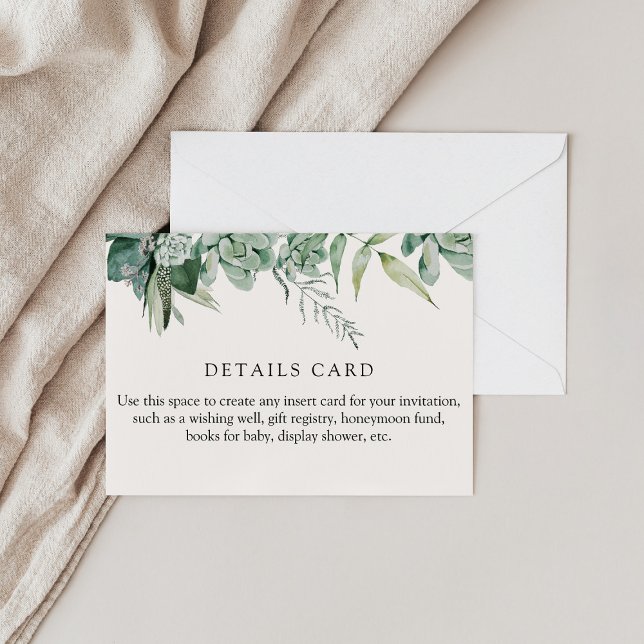 D'accompagnement Carte d'insertion avec détails de succulents et d' (Créateur téléchargé)