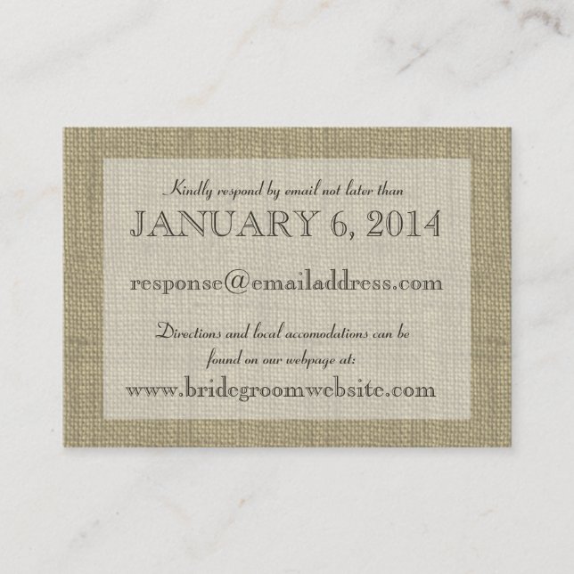 D'accompagnement Carte d'insertion d'apparence de Burlap (Devant)