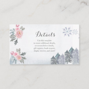 D'accompagnement Carte d'insertion de Baby shower Floral rose d'hiv