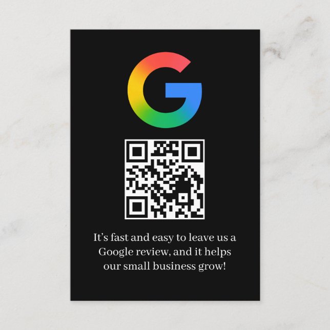 D'accompagnement Carte d'insertion de code QR pour les avis Google  (Devant)