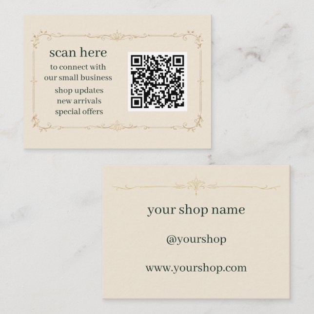 D'accompagnement Carte d'insertion de code QR pour petites entrepri (Devant / Derrière)