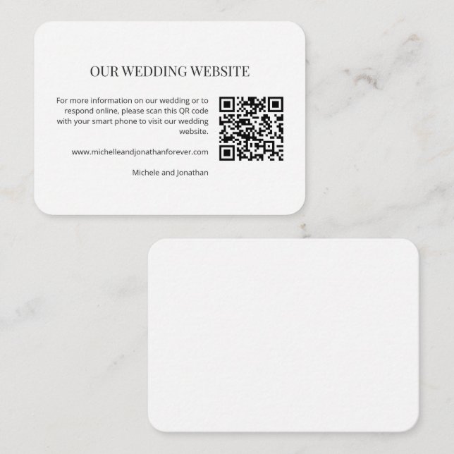 D'accompagnement Carte d'insertion de code QR pour site web de mari (Devant / Derrière)