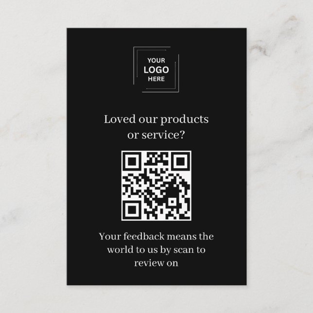 D'accompagnement Carte d'insertion de commentaires clients QR Black (Devant)