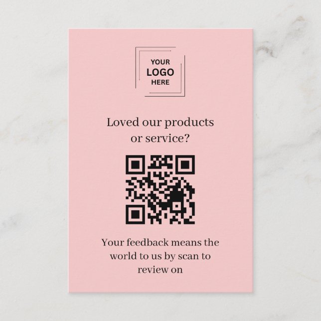 D'accompagnement Carte d'insertion de commentaires clients QR Rose (Devant)