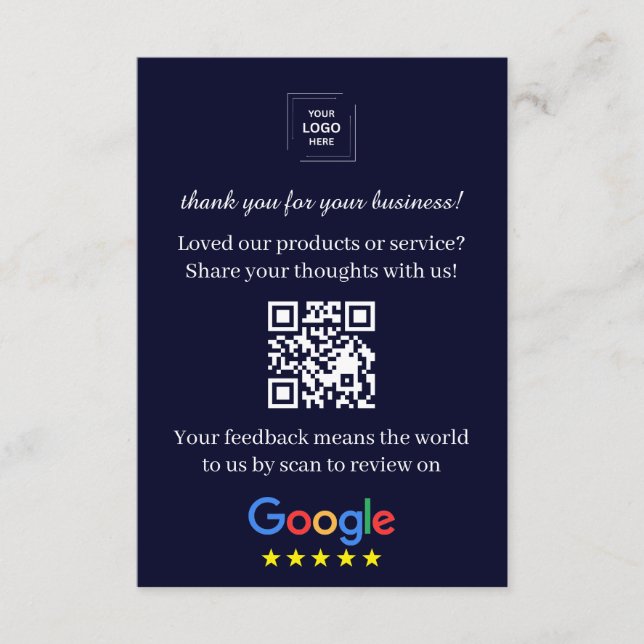D'accompagnement Carte d'insertion de commentaires QR pour entrepri (Devant)