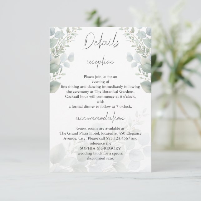 D'accompagnement Carte d'insertion de détails de mariage à feuille  (Debout devant)